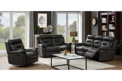 Paolo Gray Leather Reclining Sofa, Loveseat & Rocker Set, ML3712  - LIMITED SUPPLY