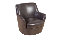 Hayes Brown Leather-Look Swivel Accent Chair by Porter Designs, designed in Portland, Oregon
