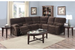 Ramsey Chocolate Beluga Textured Microfiber Reclining Sectional by Porter Designs, designed in Portland, Oregon